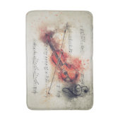 Brown Rust Cream Waterverf Violin Sheet Music Badmat (Voorkant Verticaal)