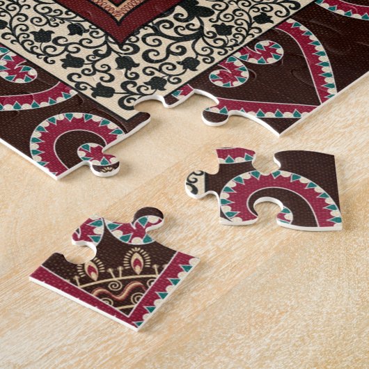 Brown Rust Yellow Tan Paisley Bandana Pattern Legpuzzel (Zijkant)