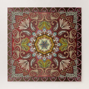 Brown Rust Yellow Tan Paisley Bandana Pattern Legpuzzel