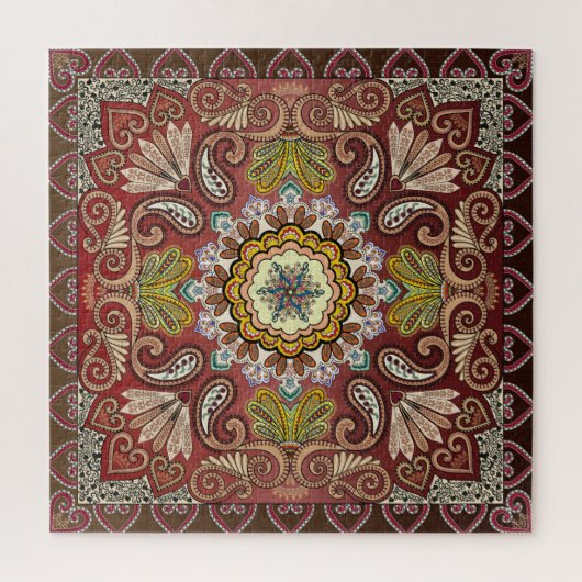 Brown Rust Yellow Tan Paisley Bandana Pattern Legpuzzel (Verticaal)
