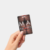 Brown rustic brick stone add name letter year date badge (Handheld)