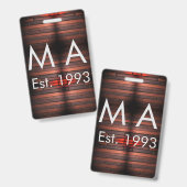 Brown rustic brick stone add name letter year date badge (Voor- en achterkant)