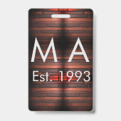 Brown rustic brick stone add name letter year date badge (Achterkant)