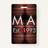 Brown rustic brick stone add name letter year date badge (Achterkant)