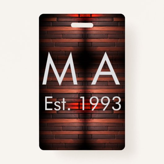 Brown rustic brick stone add name letter year date badge (Achterkant)