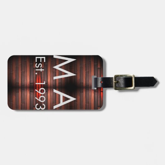 Brown rustic brick stone add name letter year date bagagelabel (Voorkant horizontaal)