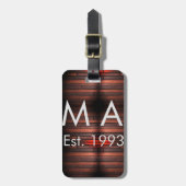 Brown rustic brick stone add name letter year date bagagelabel (Voorkant verticaal)