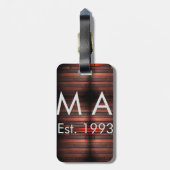 Brown rustic brick stone add name letter year date bagagelabel (Achterkant verticaal)