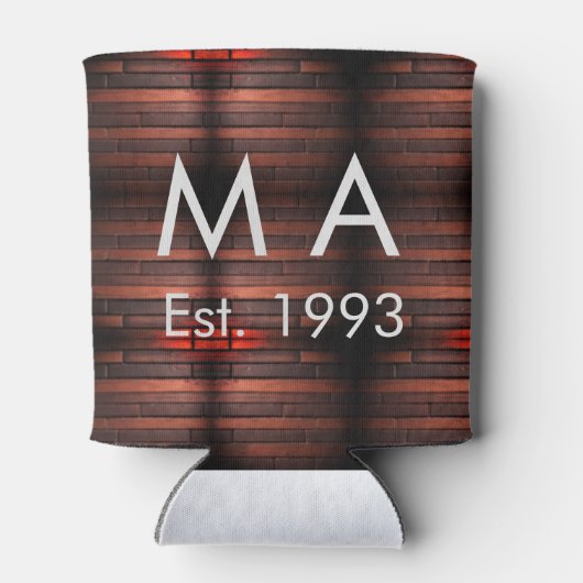 Brown rustic brick stone add name letter year date blikjeskoeler (Achterkant)