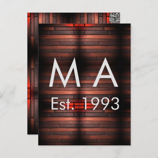 Brown rustic brick stone add name letter year date briefkaart (Voorkant / Achterkant)