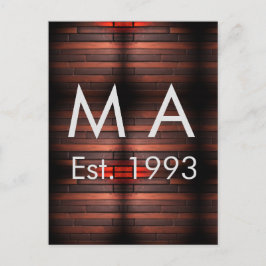 Brown rustic brick stone add name letter year date briefkaart