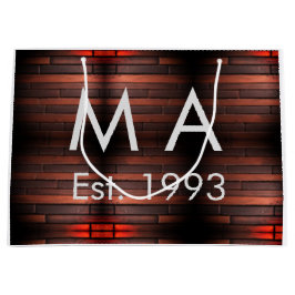 Brown rustic brick stone add name letter year date groot cadeauzakje