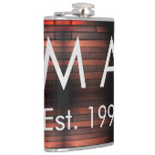 Brown rustic brick stone add name letter year date heupfles (Rechts)