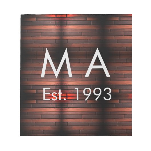 Brown rustic brick stone add name letter year date notitieblok (Voorkant)