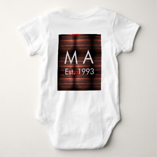 Brown rustic brick stone add name letter year date romper (Achterkant)