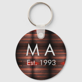 Brown rustic brick stone add name letter year date sleutelhanger