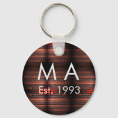 Brown rustic brick stone add name letter year date sleutelhanger (Achterkant)