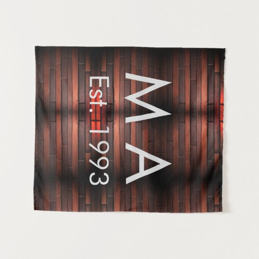 Brown rustic brick stone add name letter year date wandkleed (Voorkant (horizontaal))