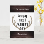 Brown Rustic eerste Vaderdag kleinzoon Kaart (Gele Bloem)