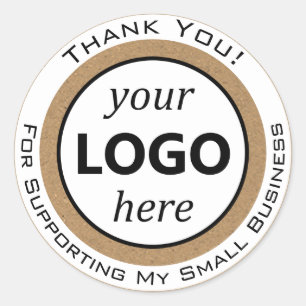 Brown Rustic Kraft Paper Dank je Logo hier Ronde Sticker