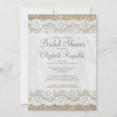Brown Rustic Lace Bridal Shower Invitations Kaart (Voorkant)