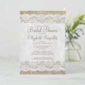 Brown Rustic Lace Bridal Shower Invitations Kaart (Staand voorkant)