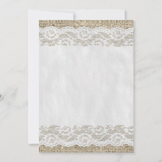Brown Rustic Lace Bridal Shower Invitations Kaart (Achterkant)