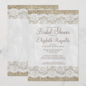 Brown Rustic Lace Bridal Shower Invitations Kaart (Voorkant / Achterkant)