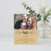 Brown Rustic Leaves Thanksgiving Foto Briefkaart (Staand voorkant)