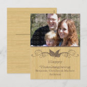 Brown Rustic Leaves Thanksgiving Foto Briefkaart (Voorkant / Achterkant)