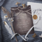 Brown Rustic Tree String Lights QR Code Wedding Kaart
