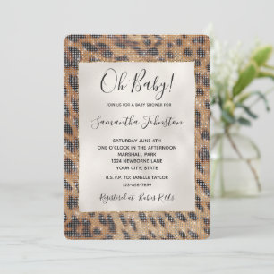 Brown Safari Giraffe Animal Sparkle Baby shower Kaart