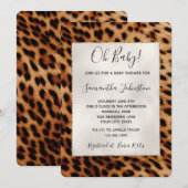 Brown Safari Leopard Animal Baby shower Kaart (Voorkant / Achterkant)