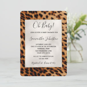 Brown Safari Leopard Animal Baby shower Kaart