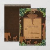 Brown Safari Oerwoud Zoo Animals Wedding RSVP (Voorkant / Achterkant)