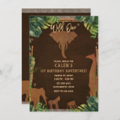 Brown Safari Oerwoud Zoo Animals WILD ONE 1st Part Kaart (Voorkant / Achterkant)