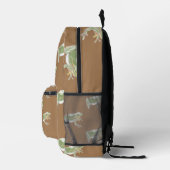 Brown Sage Green Waterverf Frog Pattern Bedrukte Rugzak (Rechts)