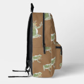 Brown Sage Green Waterverf Frog Pattern Bedrukte Rugzak (Links)