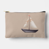 Brown Sailing Boat and Name on Beige Etui (Voorkant)