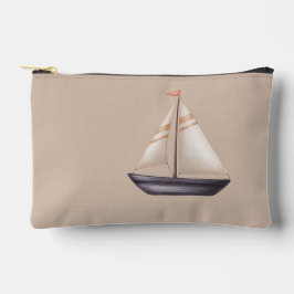 Brown Sailing Boat and Name on Beige Etui