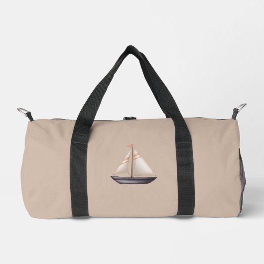 Brown Sailing Boat and Name on Beige Plunjezak (Voorkant)