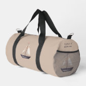 Brown Sailing Boat and Name on Beige Plunjezak (Rechterhoek)