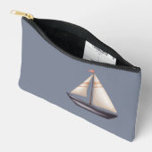 Brown Sailing Boat and Name on Gray Etui (Open)