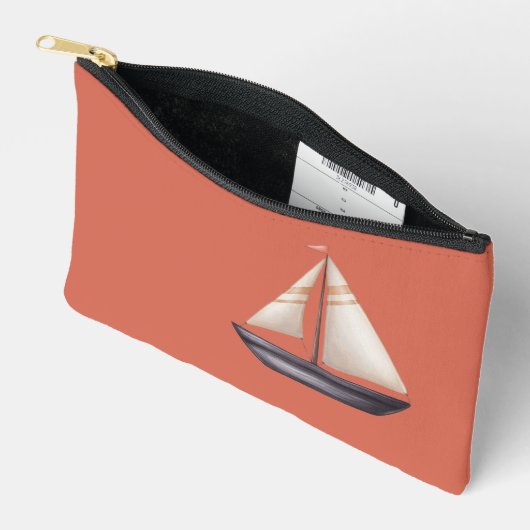 Brown Sailing Boat and Name on Red Etui (Open)