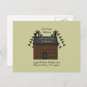 Brown Saltbox House Nieuw adres Aankondigingskaart (Voorkant / Achterkant)