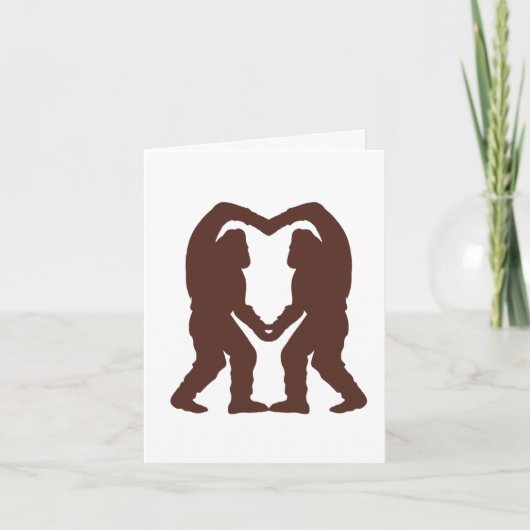 Brown Sasquatch Heart Silhouette Kaart (Voorkant)