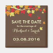 Brown Save the Date Maple Leaf Fall Wedding Magnet (Voorkant)