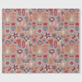 Brown Scandinavian Winter Floral Cadeaupapier (Vlak)