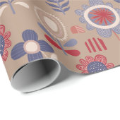 Brown Scandinavian Winter Floral Cadeaupapier (Rol Hoek)
