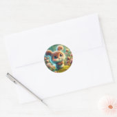 Brown Schattige Bunny Ronde Sticker (Envelop)